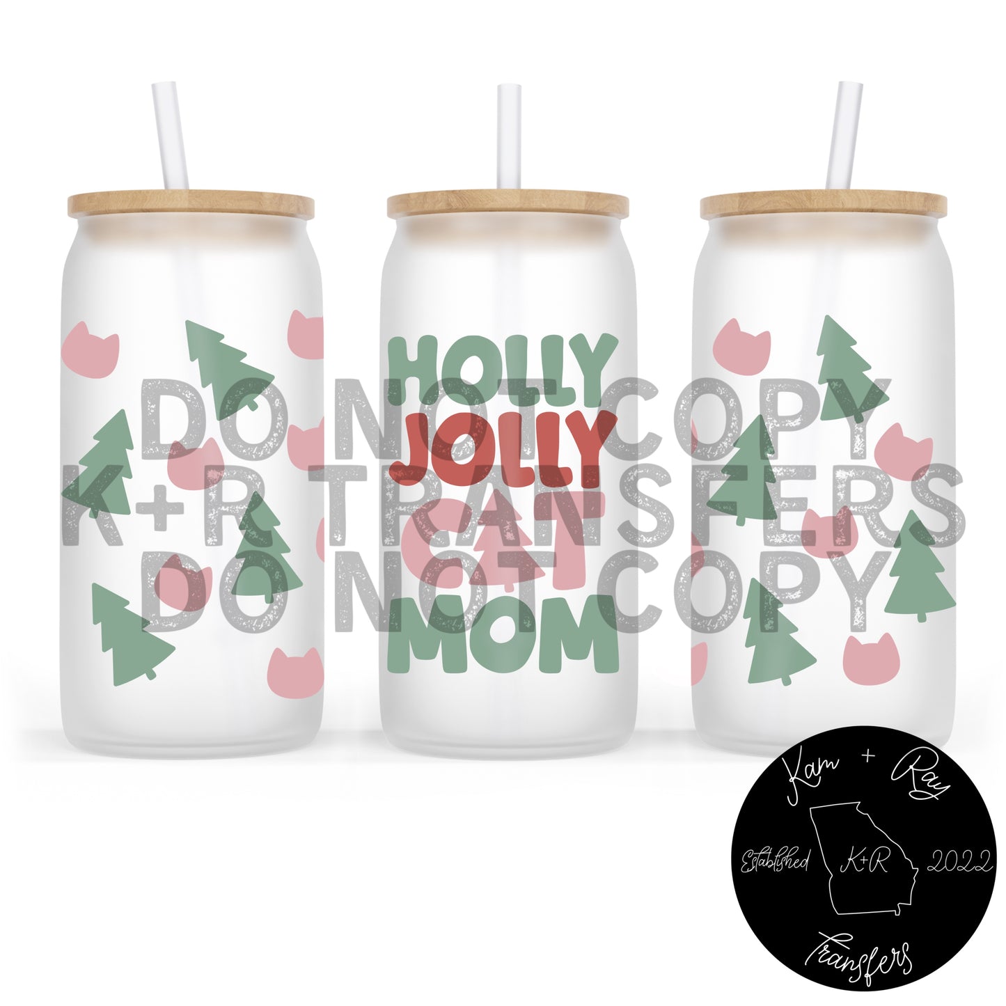 Holly Jolly Cat Mom *16 oz UVDTF Wrap*