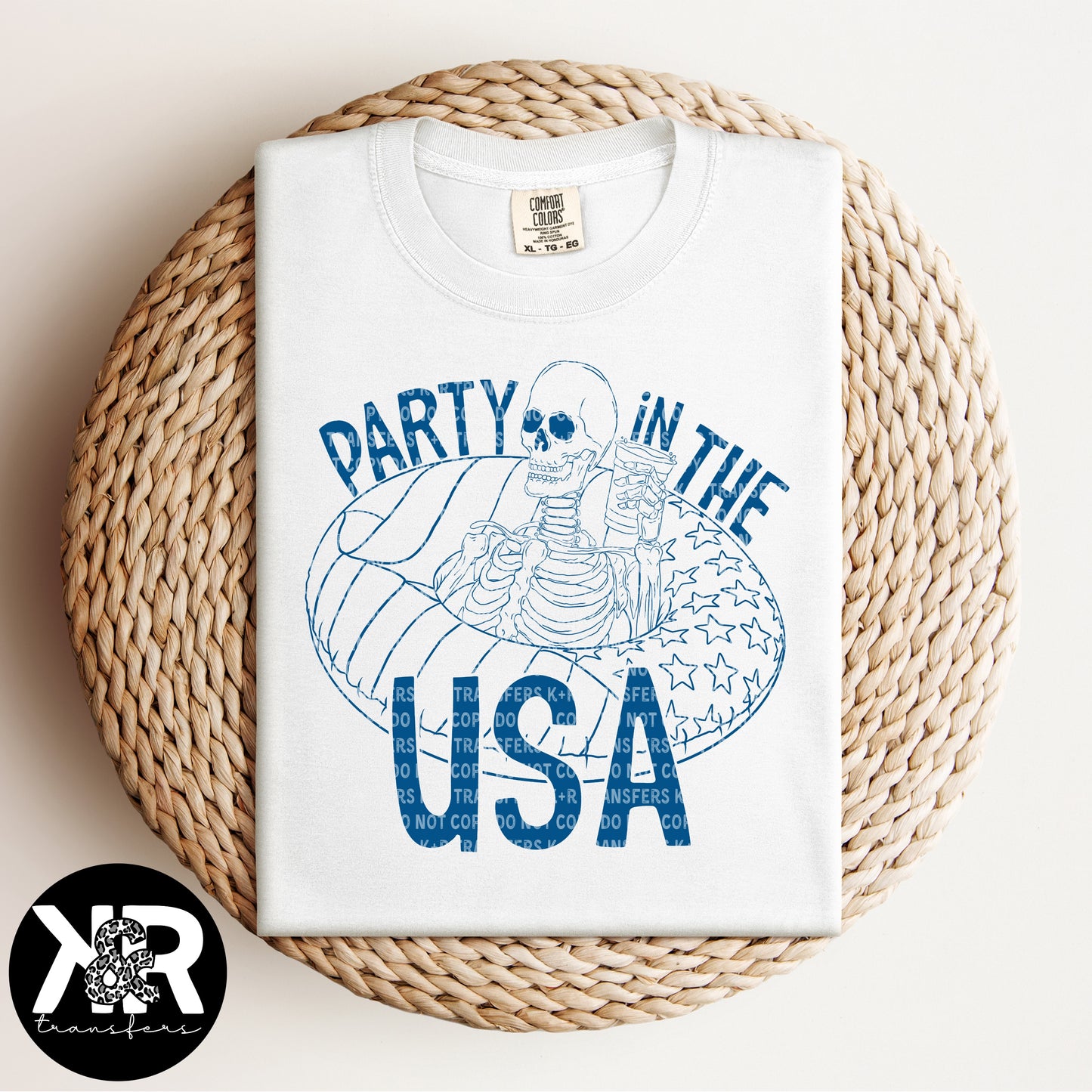 Party in the USA (Blue Ink) *RTS Screen Print Transfer*