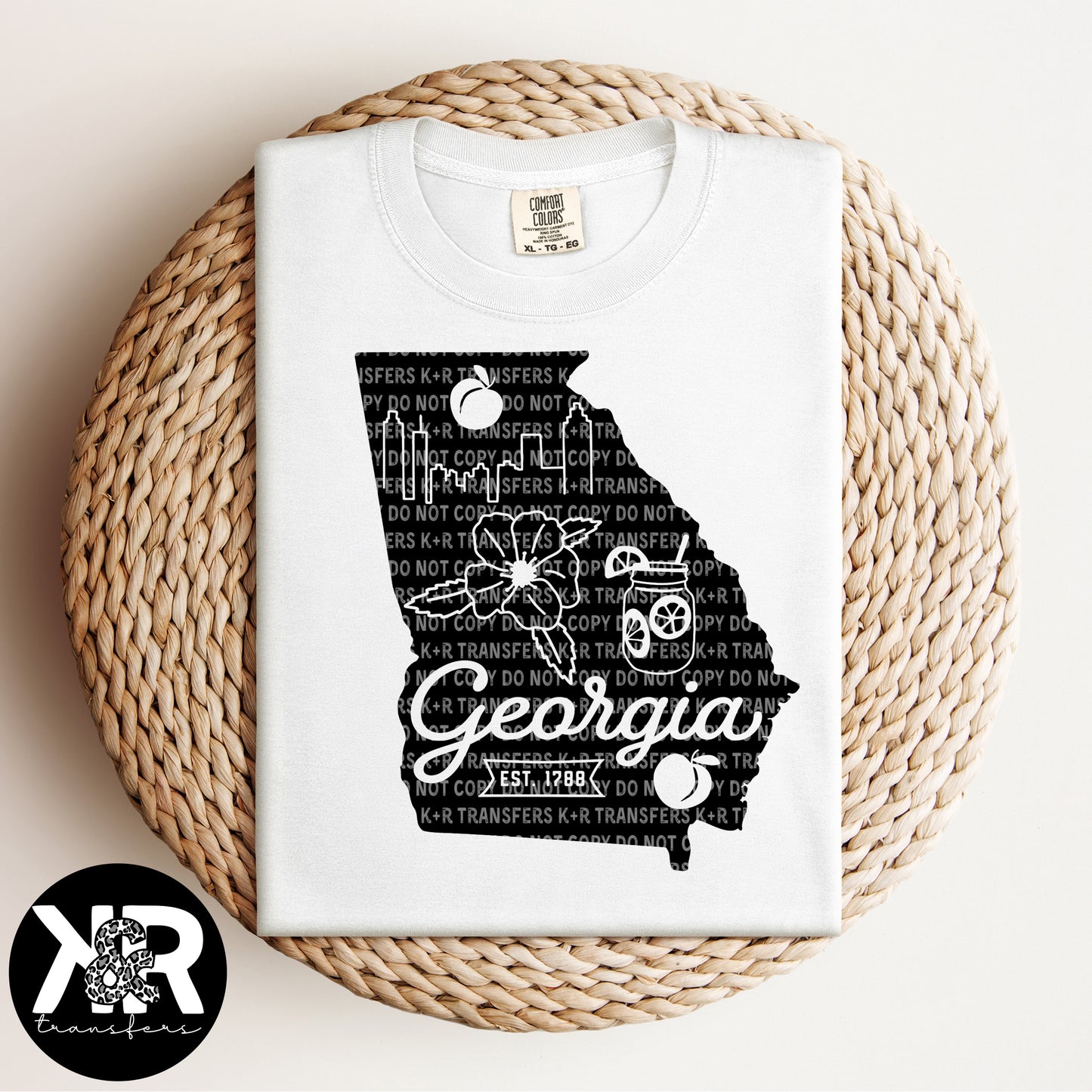 Vintage Georgia (Black Ink) *RTS Screen Print Transfer*