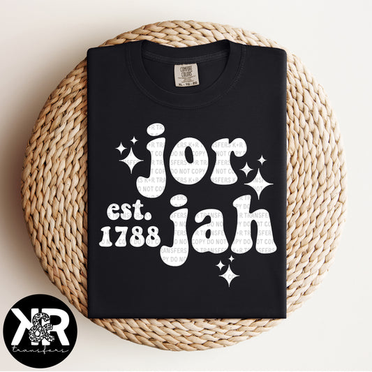 Jor Jah (White Ink) *RTS Screen Print Transfer*