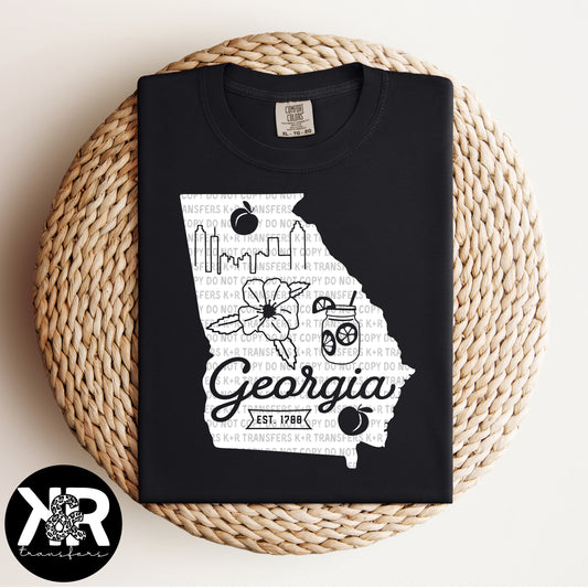 Vintage Georgia (White Ink) *RTS Screen Print Transfer*