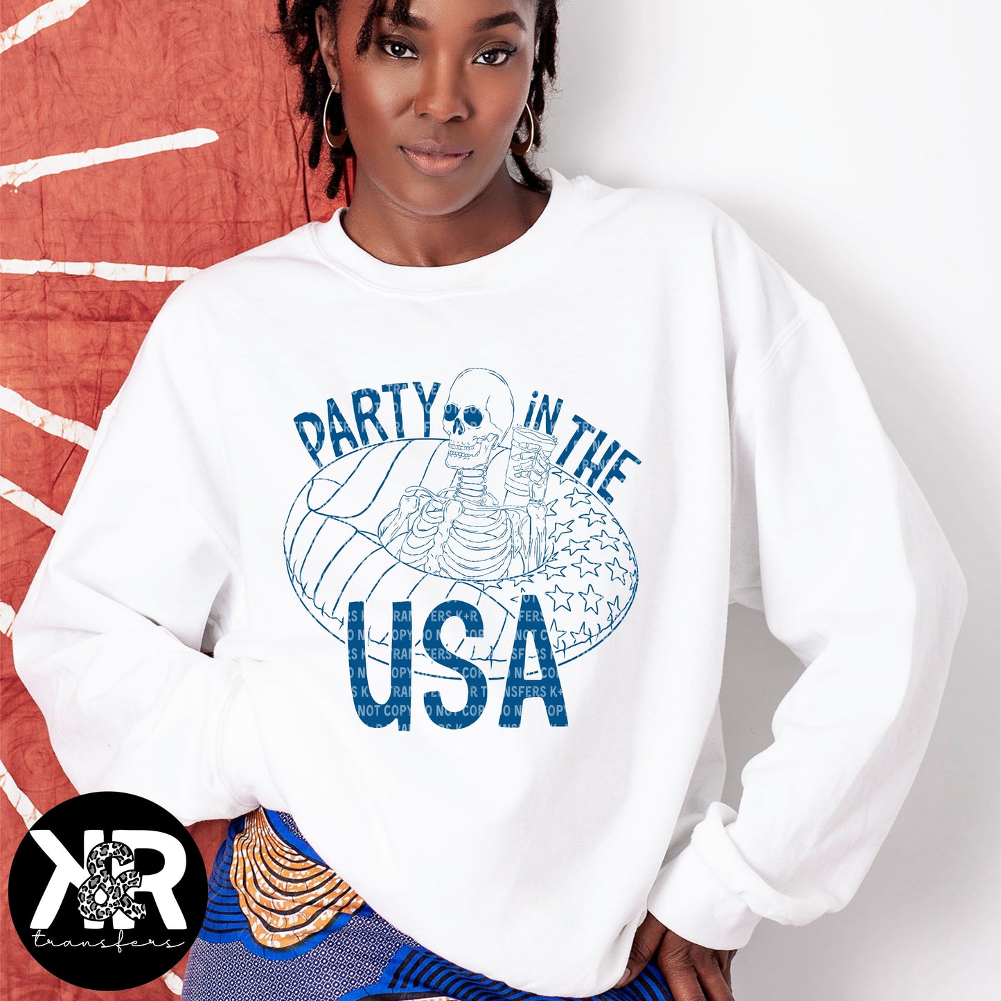 Party in the USA (Blue Ink) *RTS Screen Print Transfer*